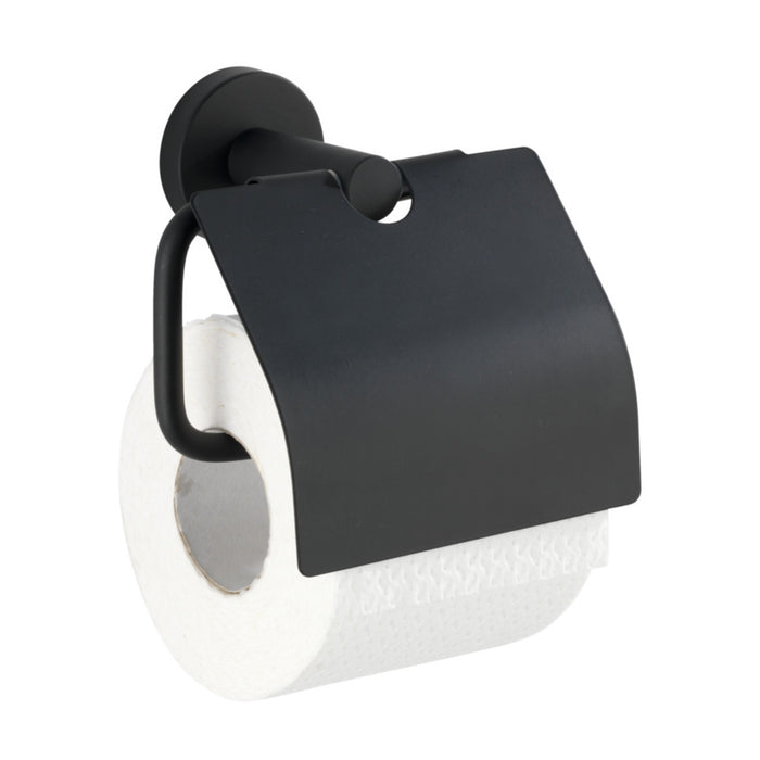 Toilettenpapierhalter Edelstahl Mod. Bosio Black matt mit Deckel