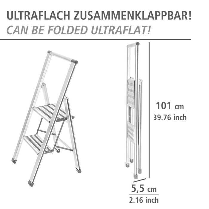 Alu-Design Klapptrittleiter 2-stufig Weiß