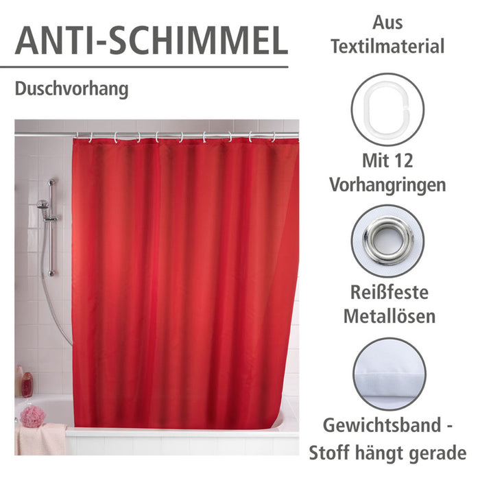 Anti-Schimmel Duschvorhang Uni Red