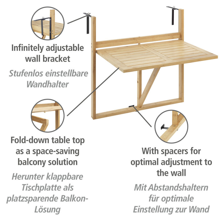 Bambus Balkon-Klapptisch Mod. Waikiki