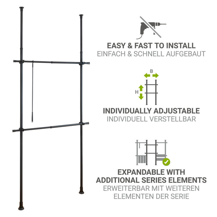 Teleskop-Garderobensystem Herkules Basic Schwarz