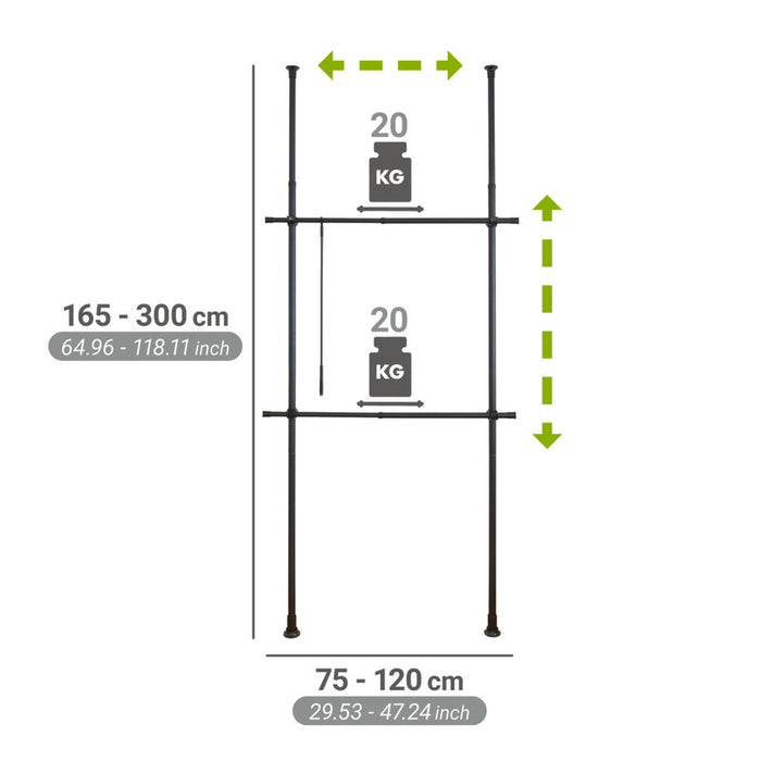 Teleskop-Garderobensystem Herkules Basic Schwarz