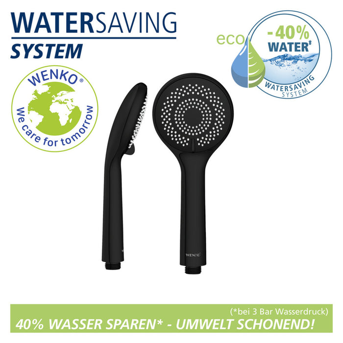 Duschkopf Watersaving Schwarz matt