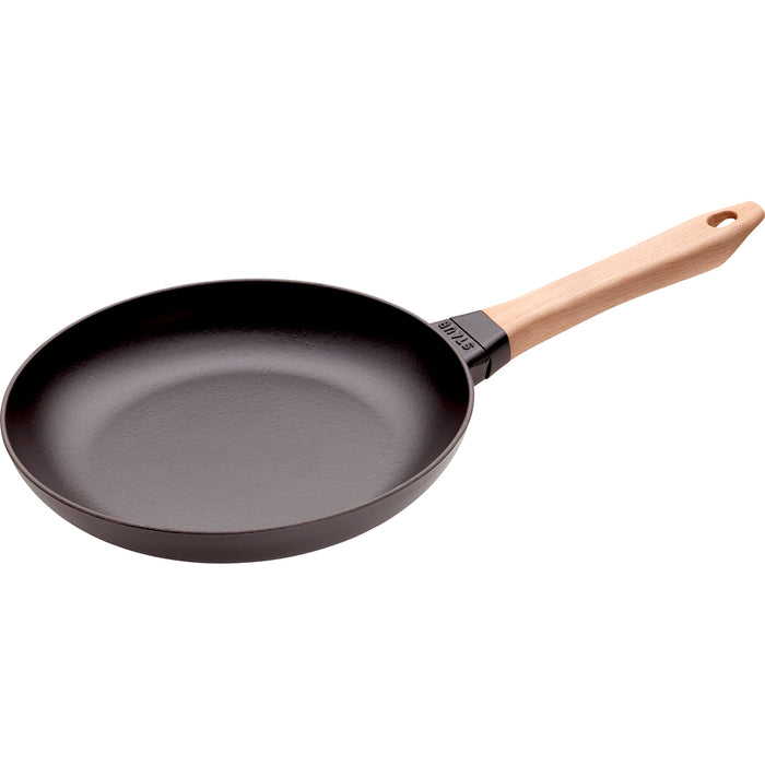 Pans Bratpfanne mit Holzgriff 26 cm, rund, Schwarz, Gusseisen