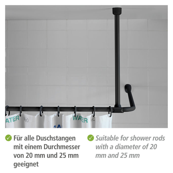 Deckenstütze für Duschstangen Schwarz, 57 cm