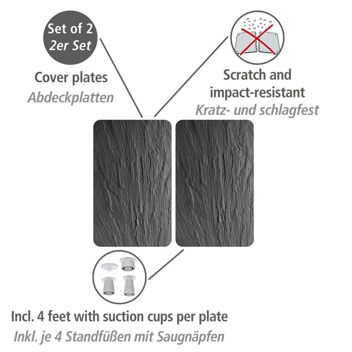 Herdabdeckplatte Universal Schiefer 2er Set