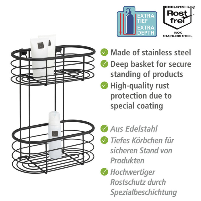 Edelstahl Wandregal Mod. Trestina 2 Etagen Schwarz