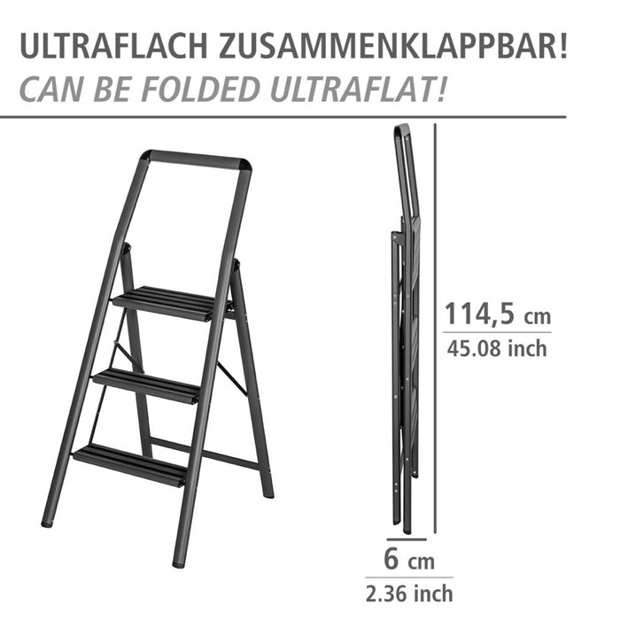 Alu-Klapptrittleiter Compact 3-stufig Dunkelgrau