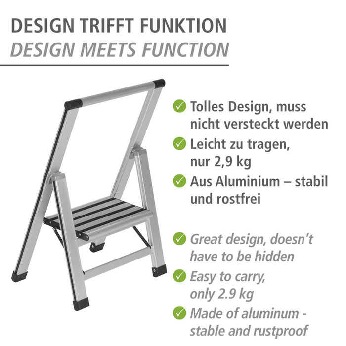 Alu-Design Klapptrittleiter 1-stufig Silber