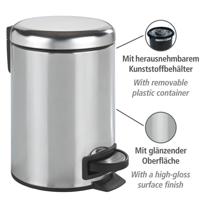 Kosmetik Treteimer Mod. Leman Edelstahl Glänzend 3L