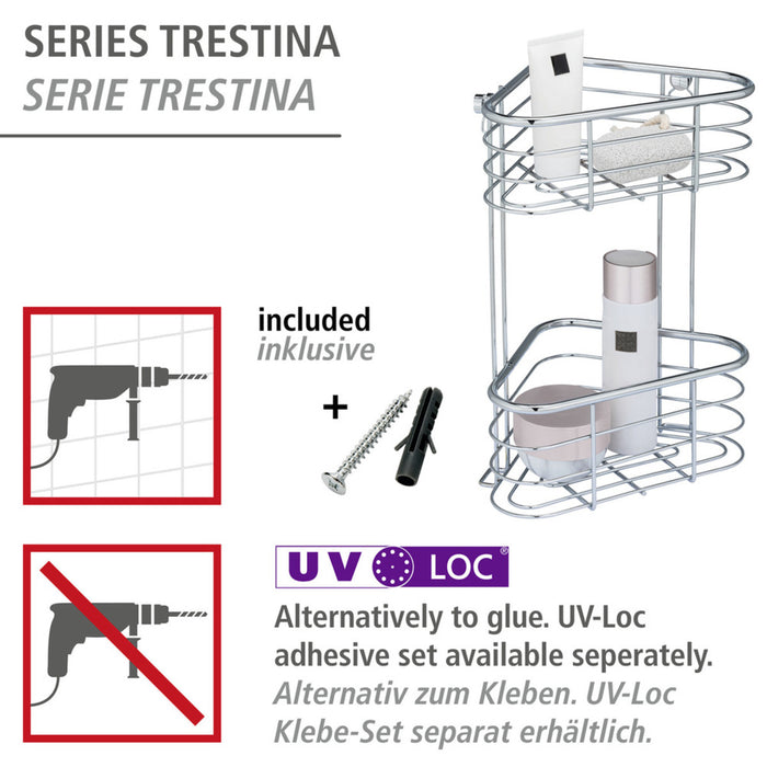 Edelstahl Eckregal Mod. Trestina 2 Etagen