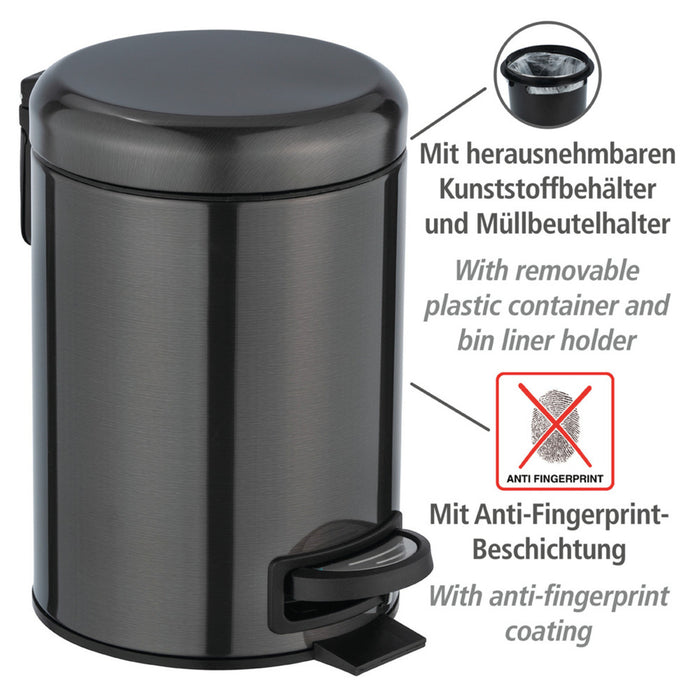 Kosmetik Treteimer Mod. Leman, Schwarz-Metallic, 3 L