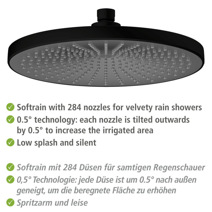 Regenduschkopf Ultimate Shower Schwarz/Grau