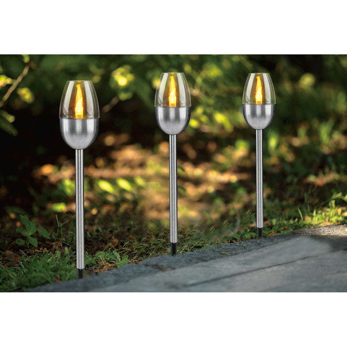 Gartenfackel Solar Edelstahl ø6cm H39cm 3er Satz