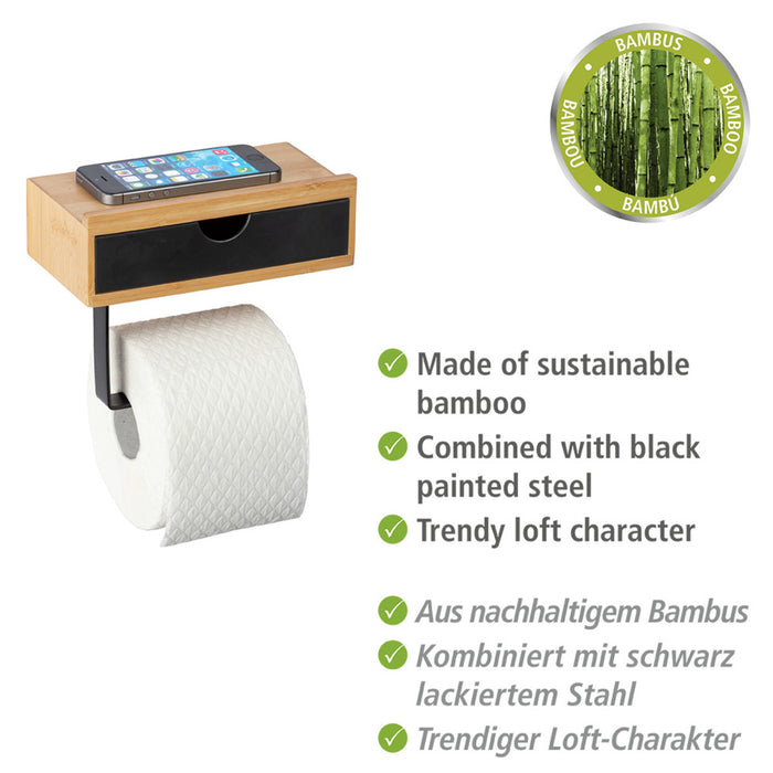 Toilettenpapierrollenhalter mit Schublade Mod. Bambusa