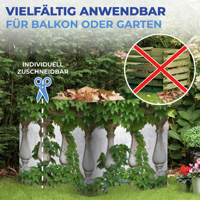 Balkon-Sichtschutz naturfrohem Efeu-Motiv, 5 m