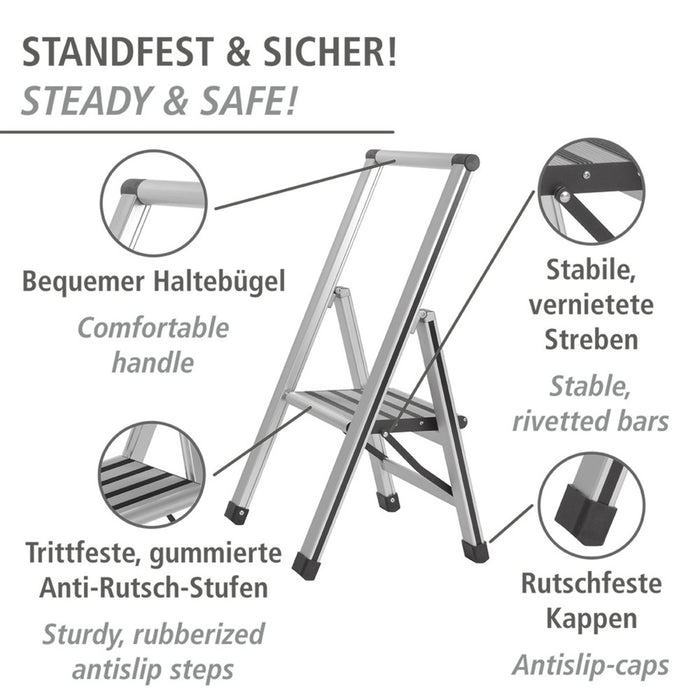 Alu-Design Klapptrittleiter 1-stufig Silber