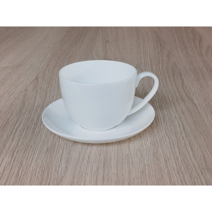 Tasse mit Untertasse weiß 24cl Bone China