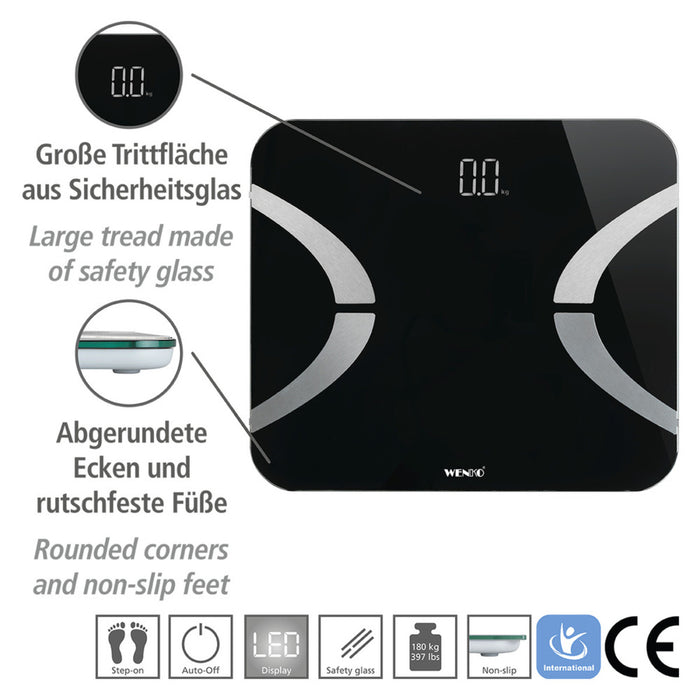 Analysewaage LED mit Bluetooth Schwarz