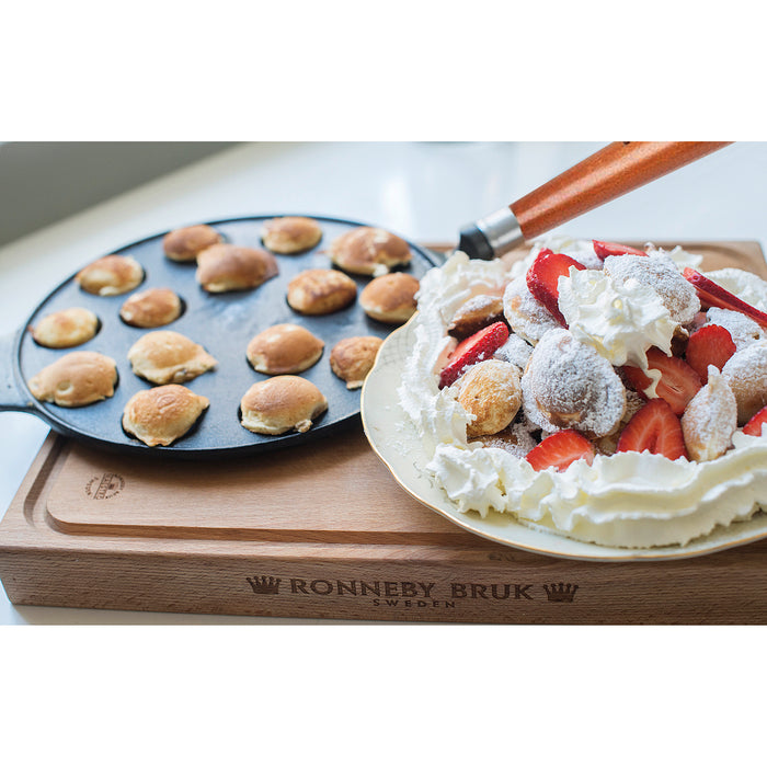 Poffertjes-Pfanne Maestro Gusseisen mit braunem Buchenholzgriff Ø24cm