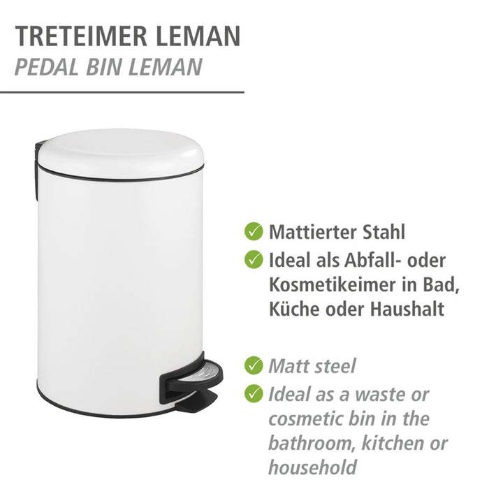 Treteimer Mod. Leman Easy Close Weiß 12 L