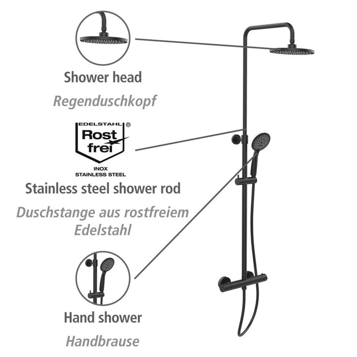 Duschsystem Young Eco mit Thermostat-Armatur Schwarz