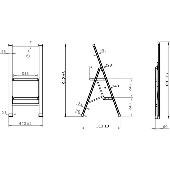 Alu-Design Klapptrittleiter 2-stufig Weiß