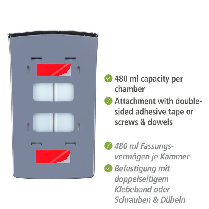 2-Kammer Desinfektionsmittel- und Seifenspender Tartas Chrom