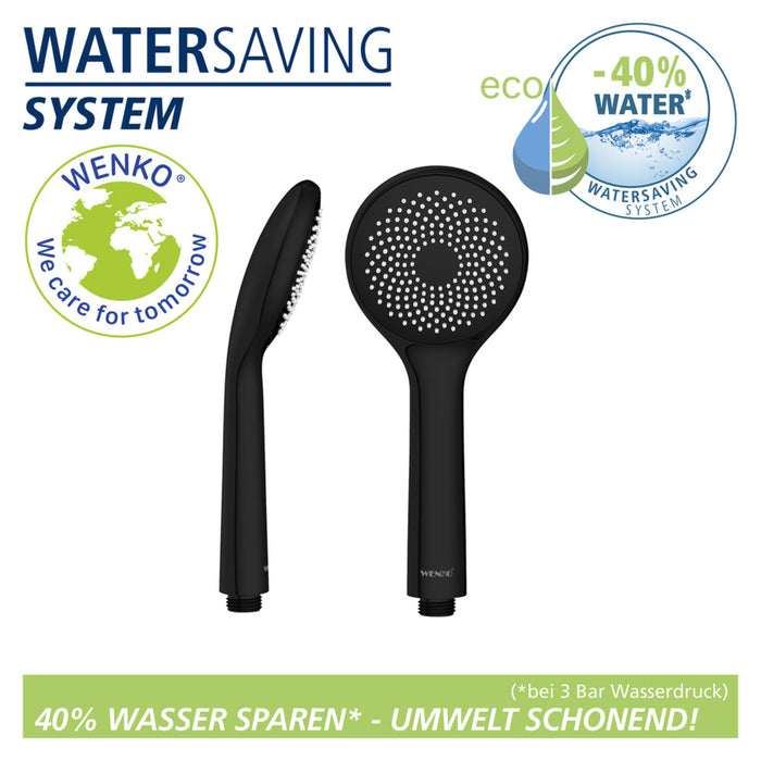 Duschkopf Watersaving Schwarz matt