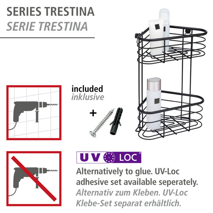 Edelstahl Eckregal Mod. Trestina 2 Etagen Schwarz