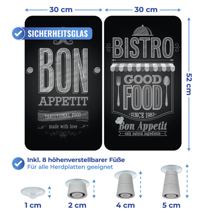 Glasabdeckplatten Universal Bon Appetit, 2er Set