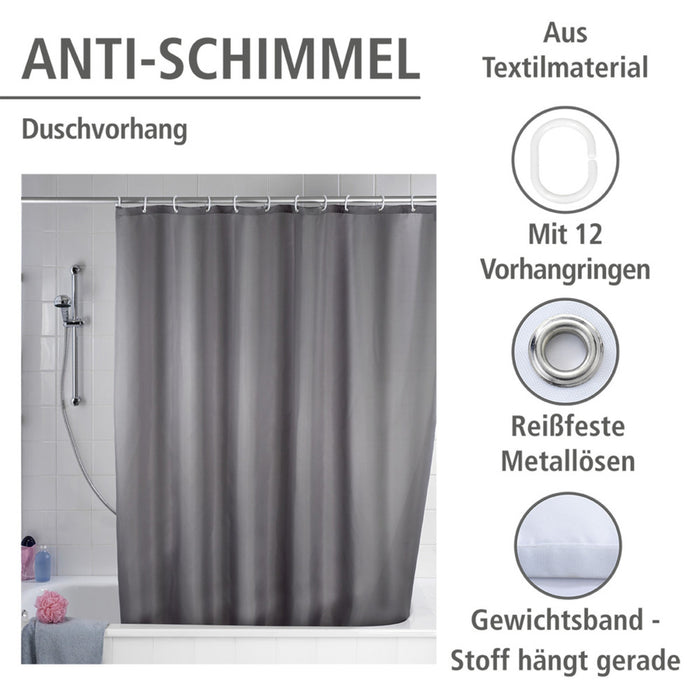 Anti-Schimmel Duschvorhang Uni Grey