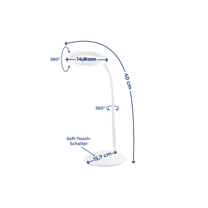 LED-Schreibtischleuchte 8-fach Lupe, Weiß