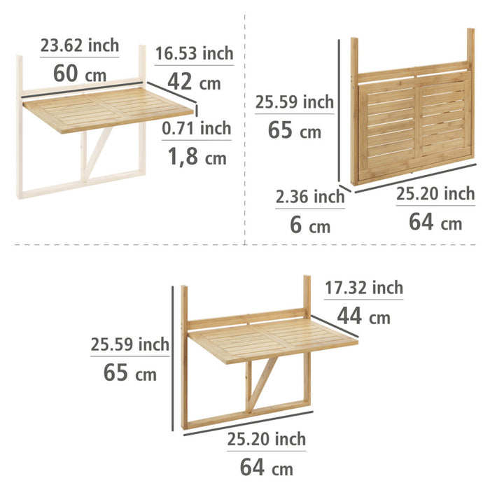 Bambus Balkon-Klapptisch Mod. Waikiki