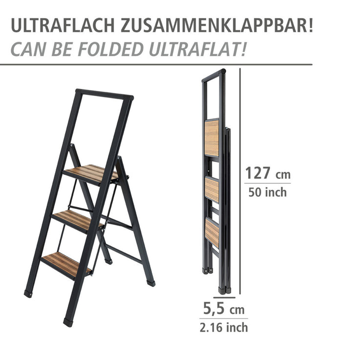 Alu-Design Klapptrittleiter 3-stufig Schwarz