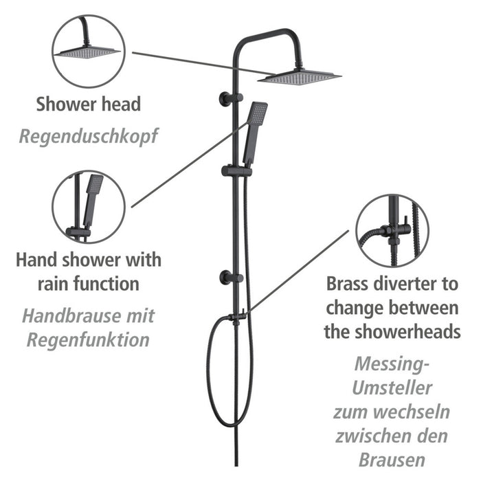 Duschsystem Cuadro Schwarz matt