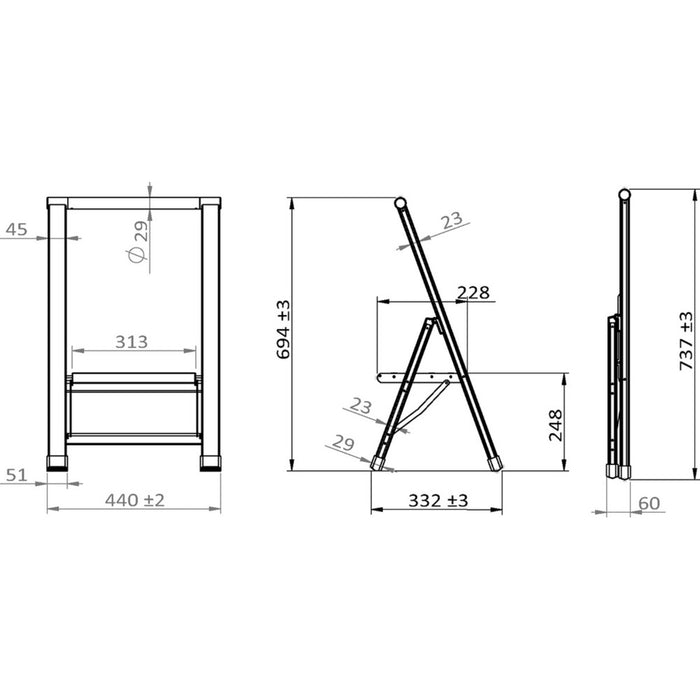 Alu-Design Klapptrittleiter 1-stufig Silber