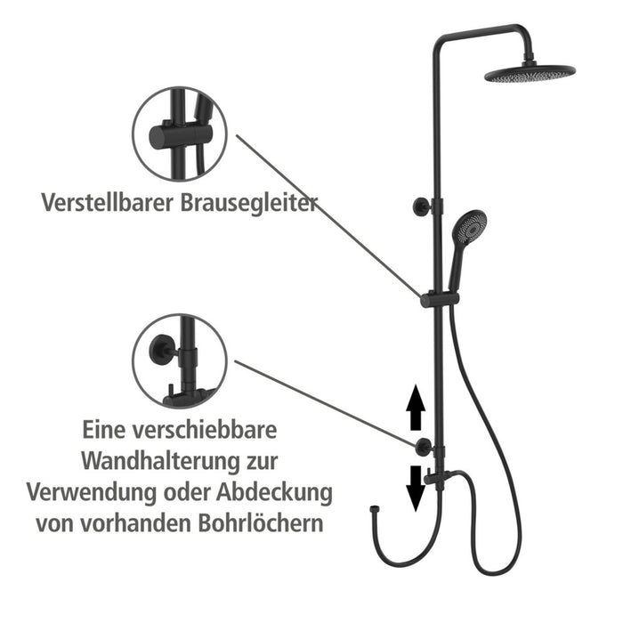 Duschsystem Watersaving Schwarz