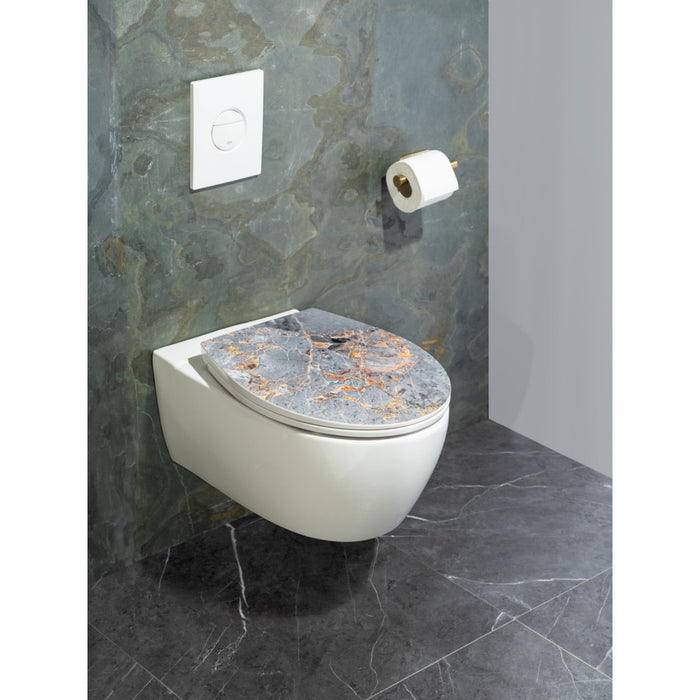 Premium WC-Sitz Grey Marble mit Relief