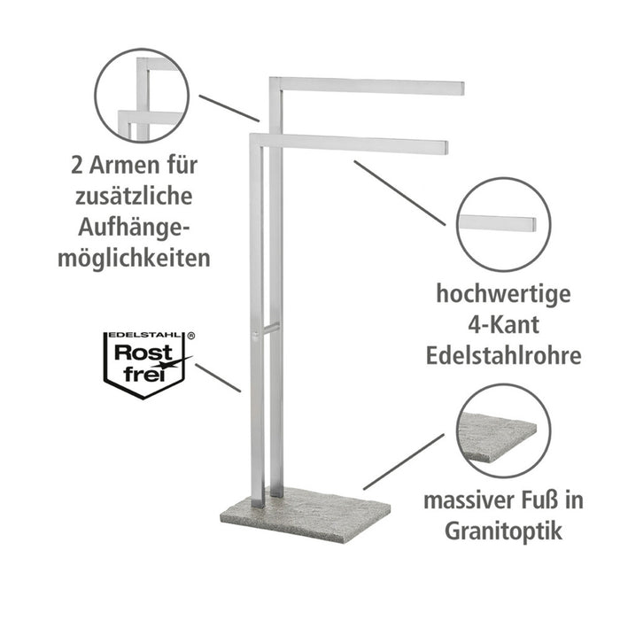 Handtuchständer Granit mit 2 Armen Edelstahl