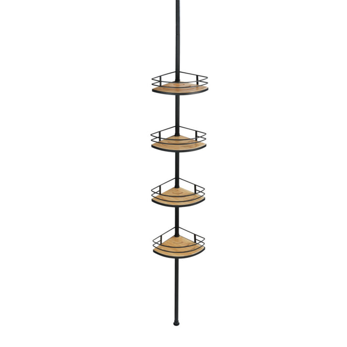 Teleskop-Eckregal Mod. Dolcedo aus Bambus und Edelstahl