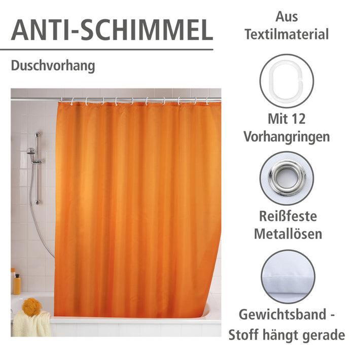 Anti-Schimmel Duschvorhang Uni Orange