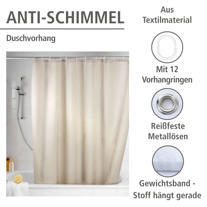 Anti-Schimmel Duschvorhang Uni Beige