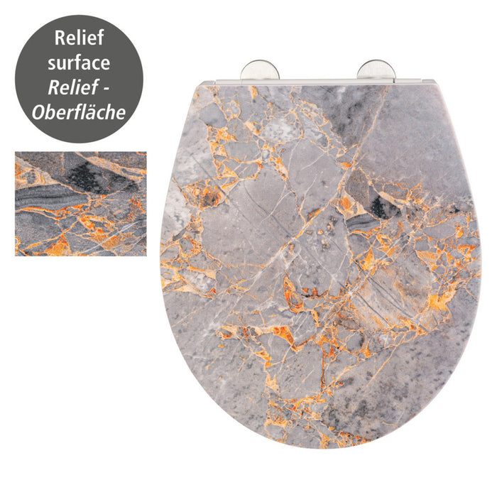 Premium WC-Sitz Grey Marble mit Relief