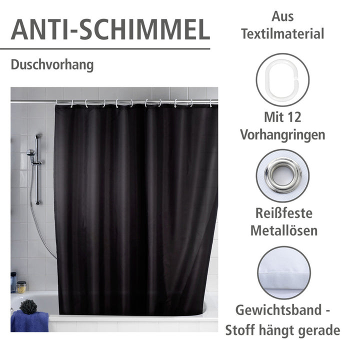 Anti-Schimmel Duschvorhang Uni Black