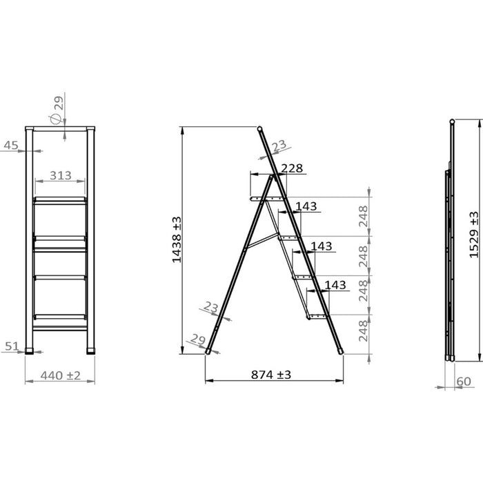 Alu-Design Klapptrittleiter 4-stufig Weiß