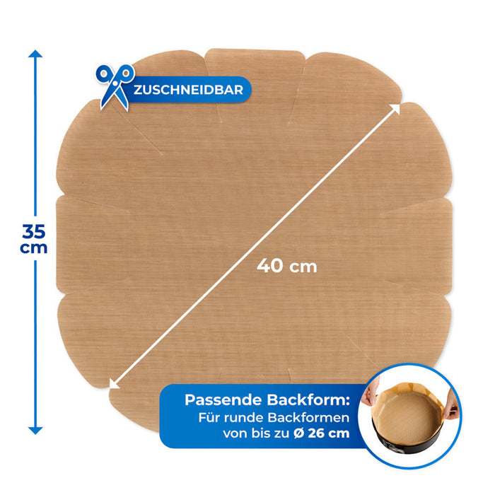 Antihaft-Backform-Zuschnitt eckig und rund 2-teilig