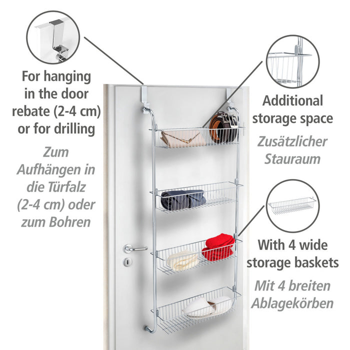 Türregal XL mit 4 Körben Chrom
