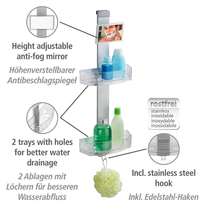 Duschcaddy Premium mit Antibeschlagspiegel