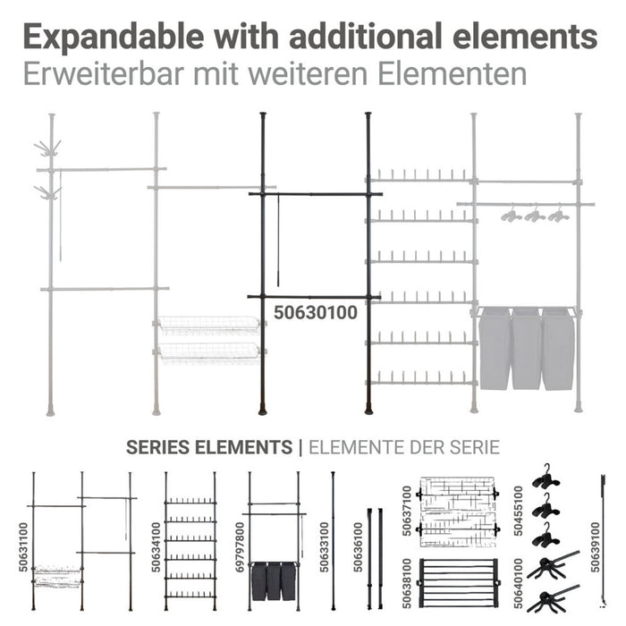 Teleskop-Garderobensystem Herkules Basic Schwarz